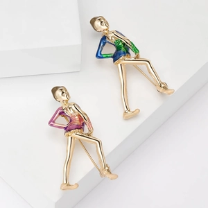 Elegant Alloy Gymnast Brooch For Women Fashion Enamel Athlete Silhouette Lapel Pin Decorative Brooches Jewelry For Banquet Party