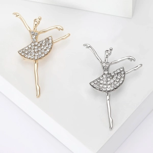 Eleganter Legierung Ballerina Brosche Für Damen Funkelnde Strass Tanzendes Mädchen Anstecknadel Kleidung Dekoration Schmuck