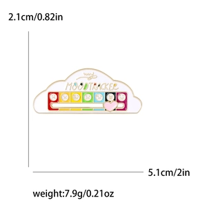 Enamel cloud mood tracker brooch pin with sliding heart pointer and colorful icons