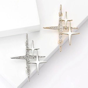 Broche en Alliage Étoile à la Mode pour Femmes Épingle Étoile Croisée Géométrique avec Incrustation de Strass Accessoires