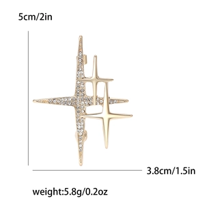 Broche étoile dorée élégante avec strass brillants pour manteaux et blazers