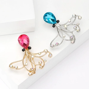 Mode Oktopus Brosche Für Damen Legierung Strass Meerestier Anstecknadel Kristall Korsage Zubehör Schmuck Geschenk