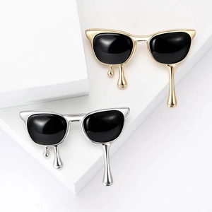 Creative Melting Sunglasses Brooch For Women Alloy Enamel Dripping Oil Fashion Suit Accessory Pin Jewelry Gift