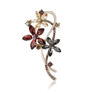 Élégante Broche Bouquet Floral en Alliage avec Strass pour Femmes Bijoux de Banquet de Mariage Broche Revers de Robe à Fleurs de Luxe Accessoire