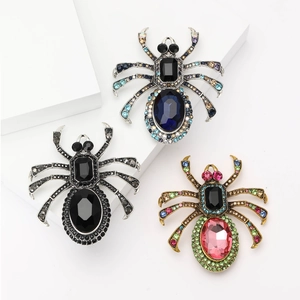 Broche Araignée Vintage en Alliage Avec Strass et Pierres Artificielles Épingle d'Insecte Créative Pour Femmes Hommes Bijoux de Banquet