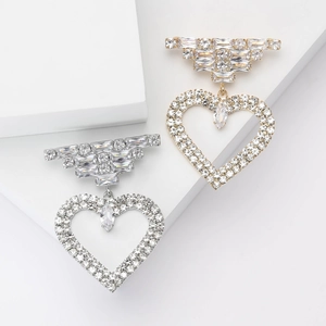 Squisita Spilla a Cuore Vuoto per Donna in Lega con Strass Pavé e Pendente a Goccia d'Acqua Spilla per Vestito Abito Matrimonio Festa Gioielli di Moda