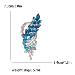 Eleganter Weizenähren-Anstecknadel mit blauen Kristallen und Strass für Damenanzüge