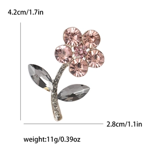 Eleganter rosa Blumen-Brosche mit Strasssteinen und Legierungsbasis im Blumendesign