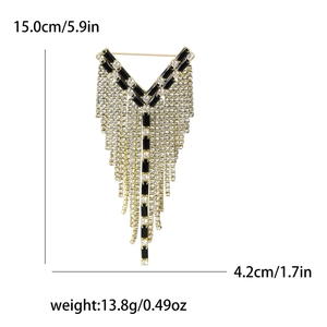 Elegante spilla a nappa a forma di Y con strass per cappotti, lunghezza 15 cm