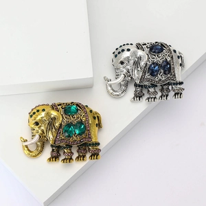 Vintage Legering Olifant Brosche Voor Mannen Vrouwen Strass Exotisch Voor Pak Jas Borstspeld Dieren Sieraden Accessoire Huwelijksgeschenk