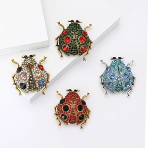 Broche Vintage Coccinelle en Strass Alliage Cristal Insecte Corsage Épingle Mode Bijoux Accessoire Pour Femmes Hommes Décoration Vêtements