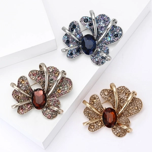 Vintage Iris Flower Brooch For Women Alloy Rhinestone Inlaid Corsage Pins Luxurious Wedding Party Dress Decor Accessory