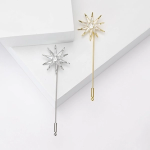 Copper Zirconia 8-Point Star Brooch Pin Elegant Starburst Stick Pin For Women Suits Fashion Jewelry Accessory Gift