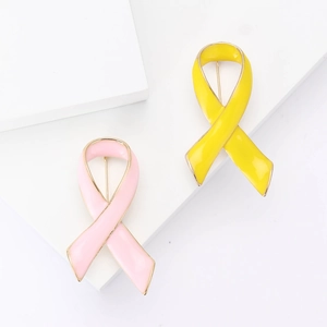 Minimalistische Legierung Emaille Band Brosche Für Damen Vergoldet Rosa Gelb Bewusstsein Pins Mode Kleidung Schmuck Zubehör