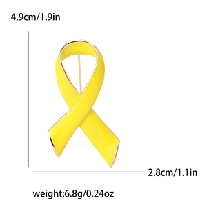 Details zur Höhe 4,9 cm und Breite 2,8 cm der gelben Emaille-Schleifenbrosche