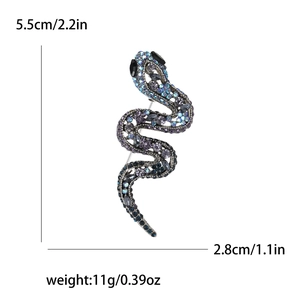 Détails de la broche serpent en cristal dimensions 5.5cm par 2.8cm avec marquage de poids