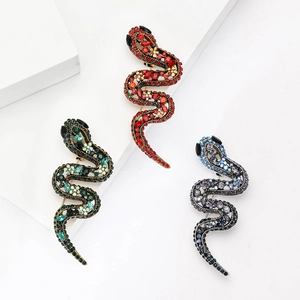 Élégante Broche Serpent Creuse en Alliage Avec Strass pour Femmes Mode Scintillante Forme d'Animal Broche Bijoux