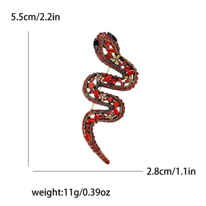 Broche serpent exquise sertie de strass colorés sur base en alliage, 5,5cm sur 2,8cm