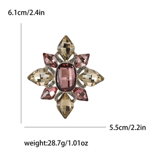 Vintage Baroque star brooch with purple crystals and rhinestones, size 6.1cm x 5.5cm
