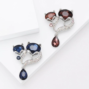 Élégante Broche Renard en Alliage Strass pour Femme Mignon Pendentif Animal Bijoux pour Mariage Fête Mode Accessoires de Vêtement