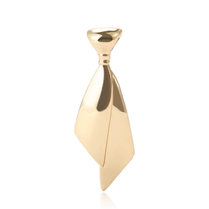 Élégante broche cravate plaquée or avec finition polie miroir pour costume de femme