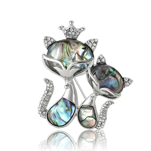 Vintage Alloy Cat Brooch With Abalone Shell Inlay And Rhinestone Cat Pin For Women Fashion Suit Coat Jewelry Accessories