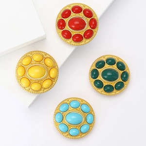 Retro Turkish Round Brooch For Women Alloy Rhinestone Vintage Palace Style Corsage For Suit Shawl Fashion Jewelry Accessory