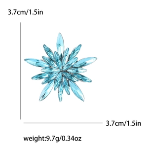 Sparkling blue snowflake star brooch with rhinestones measuring 3.7cm for women