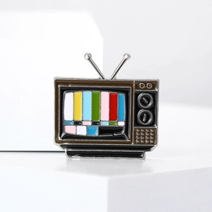 Broche Pin's en Émail Télévision Vintage Rétro Motif Mire de Couleur Alliage pour Décoration de Vêtements Sac à Dos Unisexe