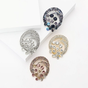 Vintage Rhinestone Hot Air Balloon Swirl Brooch For Women Alloy Crystal Flower Breastpin Jewelry For Wedding Banquet Party