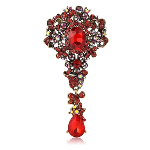 Vintage Legierung Strass Palast Brosche Für Damen Eleganter Wassertropfen Anhänger Kleid Schal Nadel Barock Mode Schmuck Zubehör