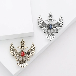 Broche de Águila Bicéfala Real Vintage de Aleación para Hombre Pin de Emblema Heráldico Insignia con Diamantes de Imitación Accesorios