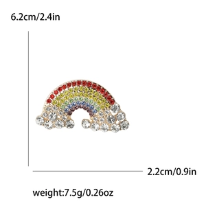 Exquisite rainbow rhinestone brooch for women with colorful crystals and gold alloy base