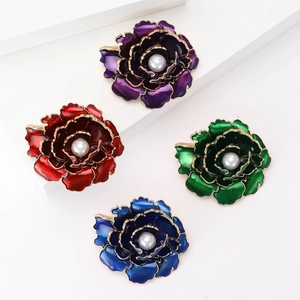 Broche Pivoine en Émail de Style Chinois Élégante Broche Florale en Alliage Avec Künstliche Perle Bijoux de Mariage Banquet pour Femme