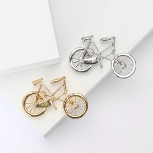 Creative Electroplated Bicycle Brooch Alloy Rhinestone Inlaid Pin For Men Women Suit Shirt Lapel Accessory Fashion Jewelry Gift