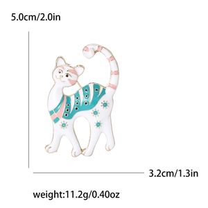 Cute enamel cat brooch for women suits with size specs of 5.0cm height and 3.2cm width
