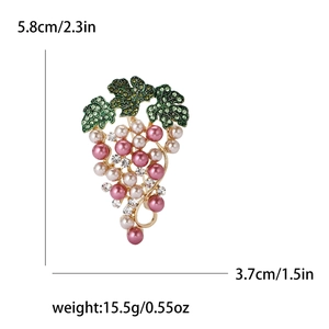 Sparkling rhinestone and pearl grape brooch for women suit elegant summer jewelry accessory