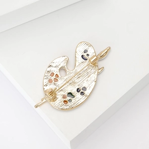 Künstlerische Malerpalette Brosche Anstecknadel in Goldlegierung mit bunten Emaille Details