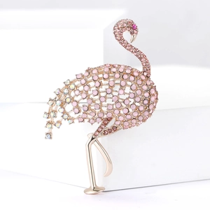 Eleganter Legierung Rosa Strass Flamingo Brosche Für Damen Funkelnde Mode Schmuck Pin Für Anzug Mantel Hochzeit Party Deko