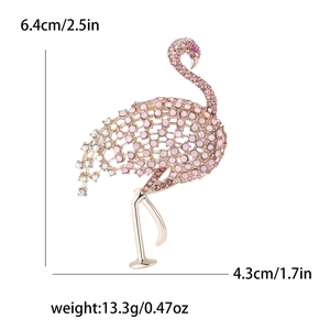 Funkelnde rosa Flamingo-Brosche mit Strasssteinen für Damenblazer aus Legierung