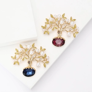Broche Arbre de Vie Vintage en Alliage avec Künstliche Perles d'Imitation Strass Pierres Précieuses Bijoux de Mode Élégants pour Hommes Femmes Banquet Mariage