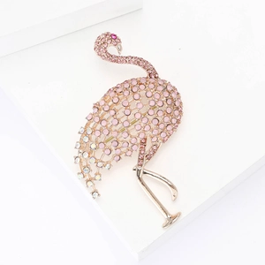 Funkelnde Flamingo-Brosche mit rosa Strasssteinen in eleganter S-Form für Damen-Outfits