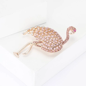 Eleganter Flamingo-Brosche in Roségold mit rosa Kristallen und AB-Diamanten für Damen