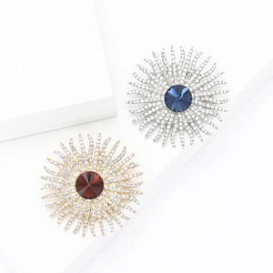 Korean Style Sunflower Rhinestone Brooch Alloy Inlaid Breastpin For Women Elegant Suit Shawl Accessories Floral Jewelry