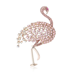 Funkelnde rosa Flamingo-Brosche mit Strass in Roségold-Finish für Damenanzüge