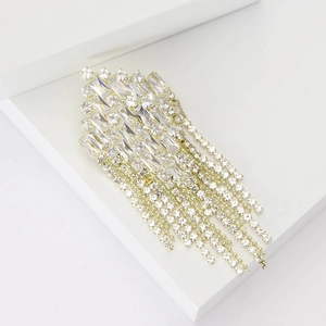 Elegant rhinestone tassel diamond brooch with sparkling crystals for women suit