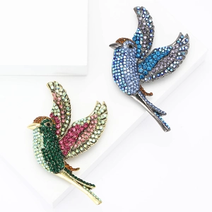 Broche Colibri de Luxe en Alliage avec Strass pour Femme Élégante Épingle Oiseau Animal pour Costume Manteau Banquet Fête Bijoux Cadeau
