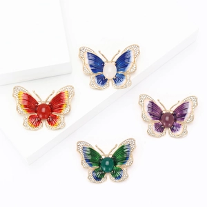 Élégante Broche Papillon en Alliage Émaillé Avec Strass et Perle Artificielle pour Costumes de Femmes Bijoux de Mariage