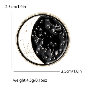 Celestial enamel moon and star badge brooch with golden metal base for suits
