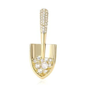 Creative gold shovel brooch with zircons for suits, elegant jewelry for men and women